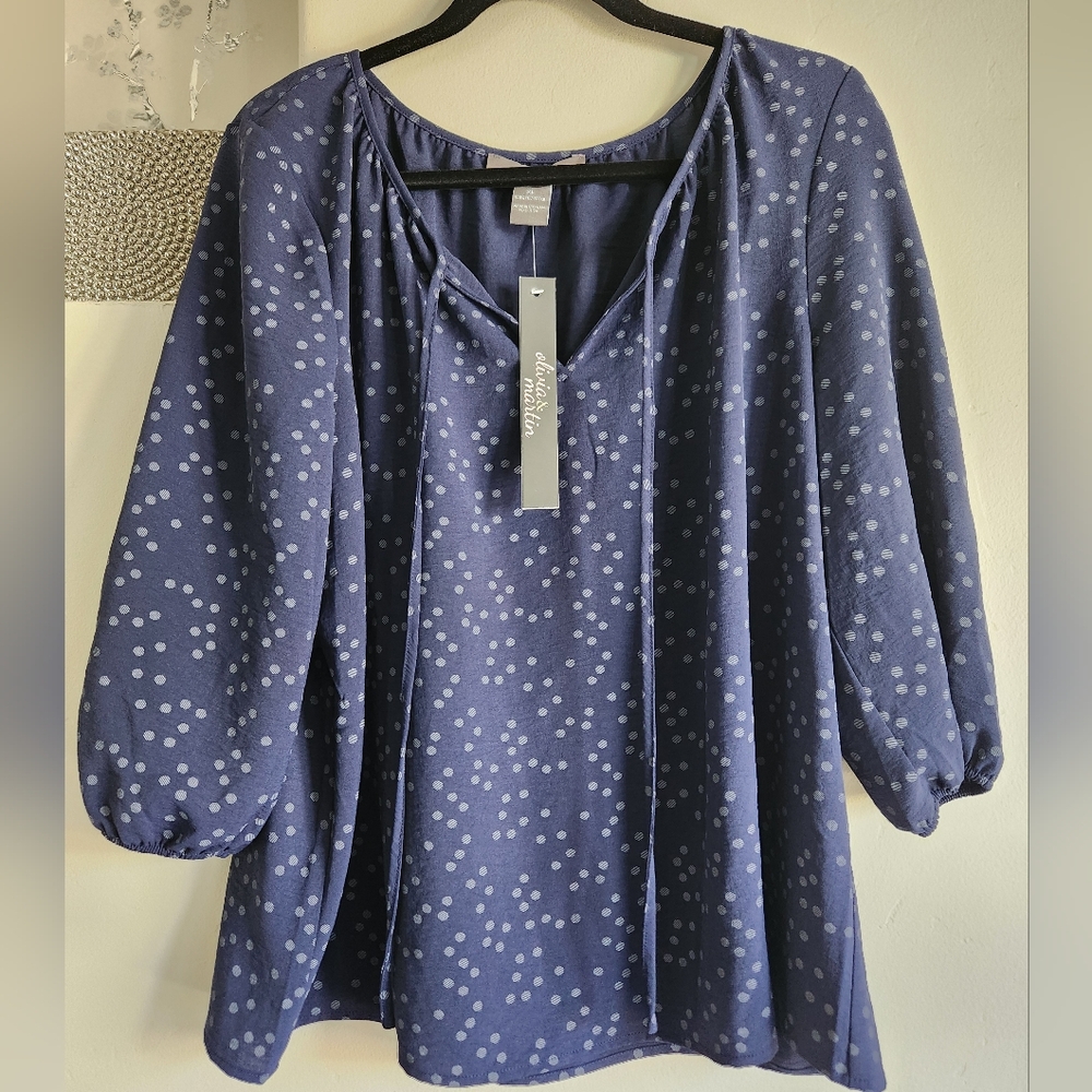 Olivia & Martin Blue Polka Dot Women's Top SKU F05